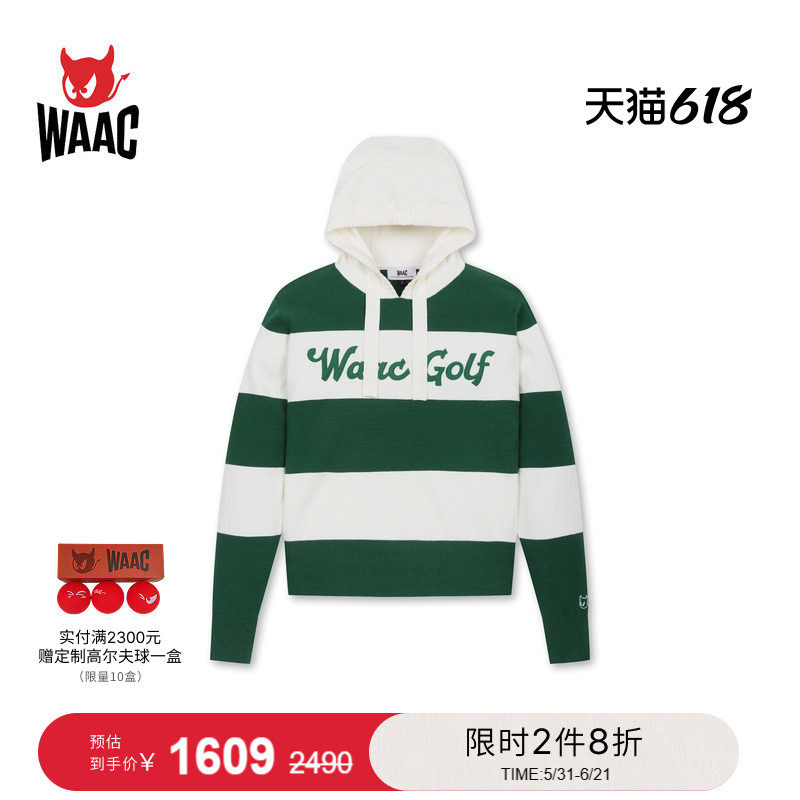 WAAC小恶魔官方春夏女士高尔夫服装KNIT HOODIE长袖毛衣