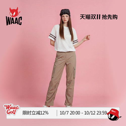 WAAC小恶魔官方春夏新品女士高尔夫服装SHIRRING WIDE PANTS长裤