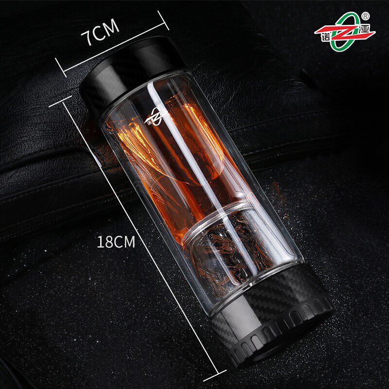 诺亚茶水分离杯泡茶杯双层玻璃茶杯高档商务水杯车载办公家用礼品