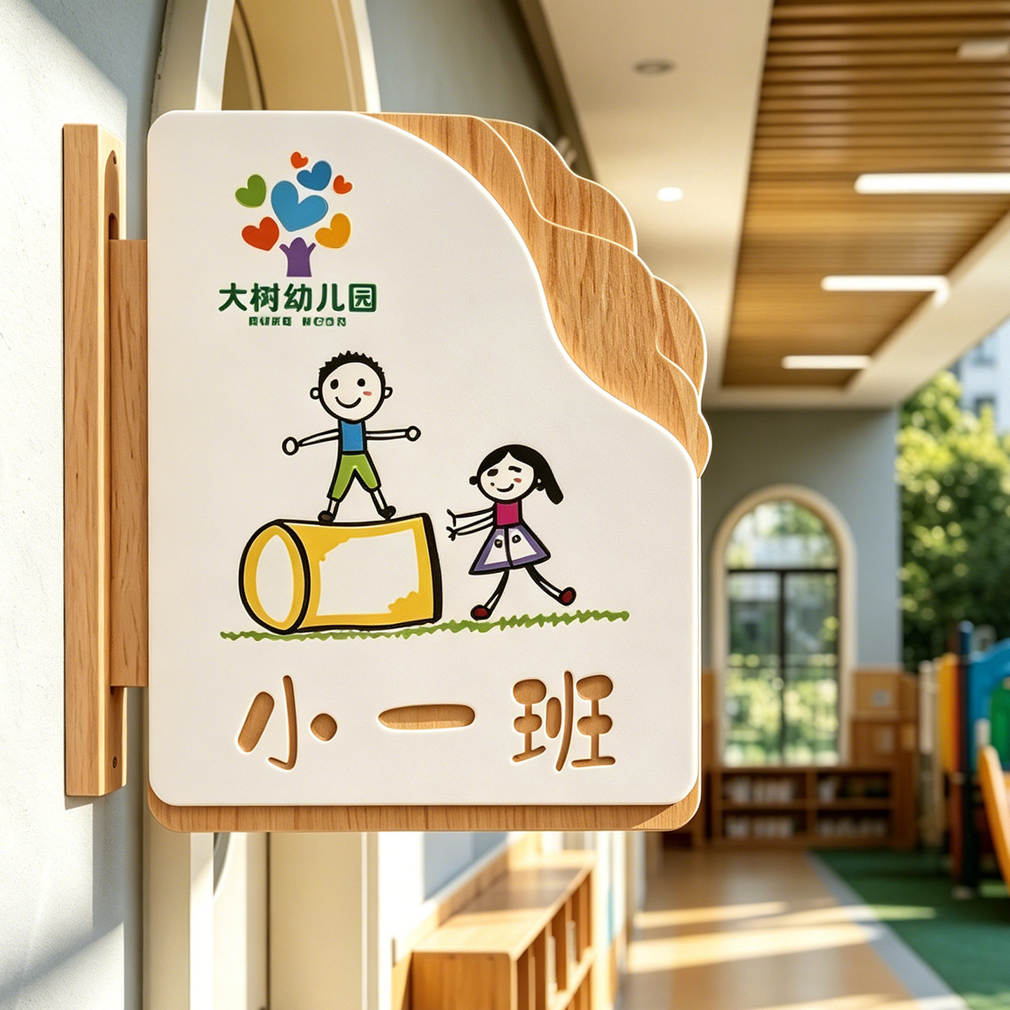 实木幼儿园班牌教室门牌定制