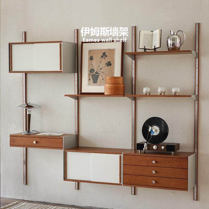 /伊姆斯墙架厨房置物架多层收纳层架多功能墙上实木书架