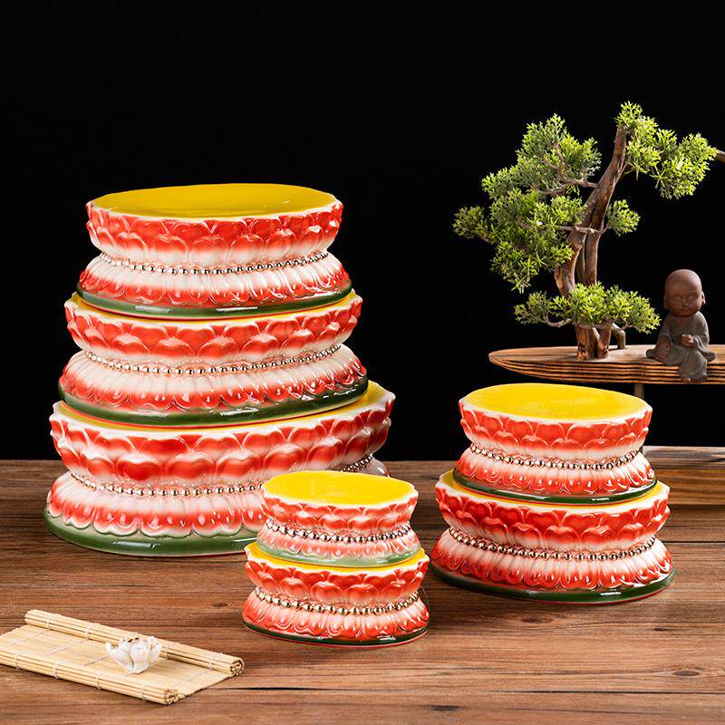 陶瓷莲花佛像底座观音菩萨坐台佛像神像加高垫台莲花灯座财神供奉