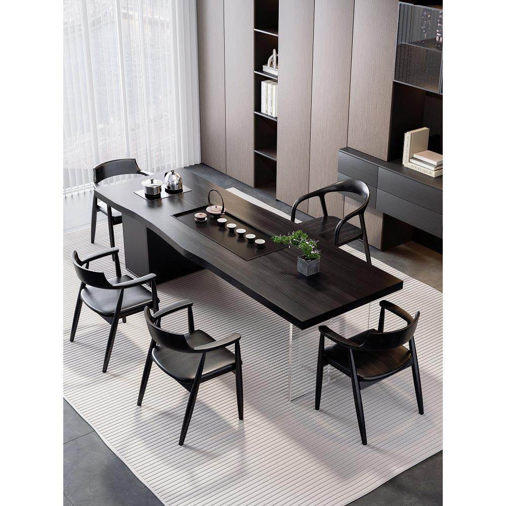 现代简约实木大板茶几和椅子组合茶盘茶几一体化碳化亚克力办公茶,住宅家具,茶几,淘宝优惠券,粉丝福利购,淘宝优惠卷