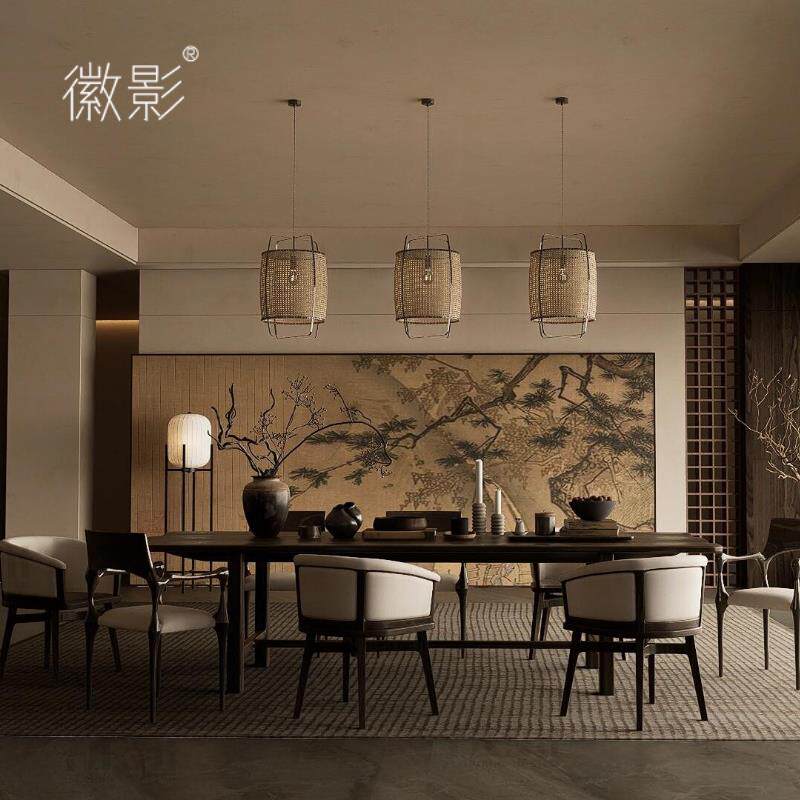 北美黑胡桃木茶桌椅组合宋式禅意中古风实木茶台茶楼功夫茶台