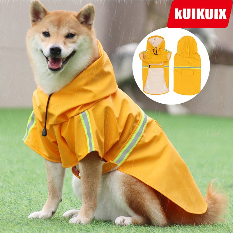 狗狗雨衣斗篷式反光条宠物薄款防风防雨狗雨批中大型犬柴犬狗连帽