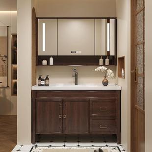 橡木简约现代智能浴室柜镜柜组合烤漆实木新中式 化妆室洗漱台陶瓷