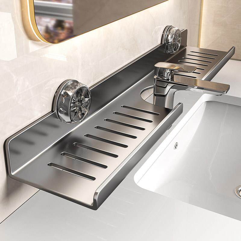 吸盘镜前卫生间置物架水龙头洗手台盆洗漱台壁挂式免打孔浴室架子