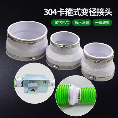 新风系统变径管道风机大小头转接PE管软接头风机软连接减震密封件