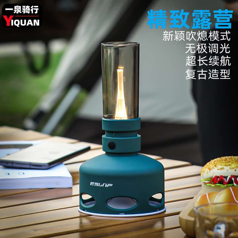 复古LED煤油灯夜灯台灯床头灯装饰氛围灯户外野营创意吹熄露营灯