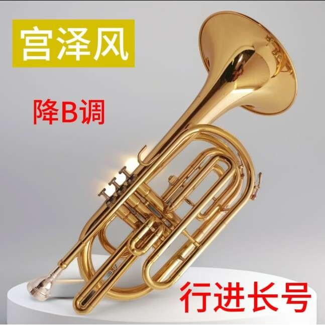 宫泽风金色立键按键三键降B调行进长号乐队
