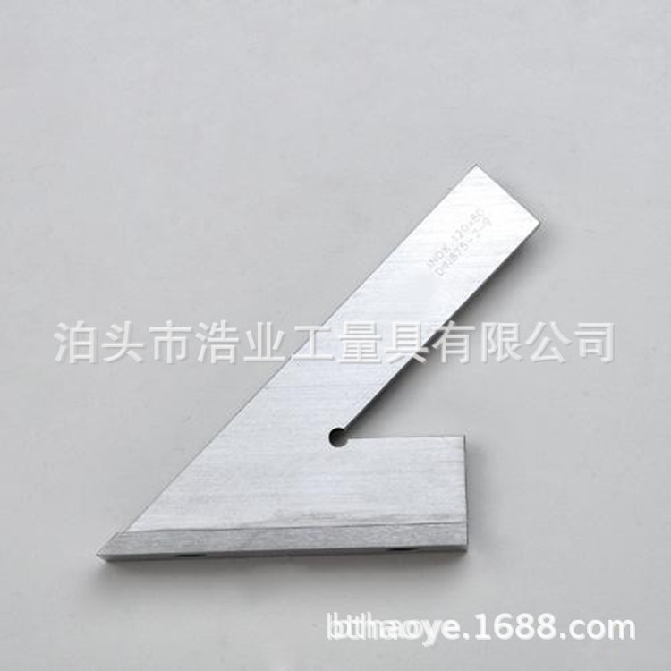 60度加宽底座角尺划线角度规INOX不锈钢60度平口带座角尺100x70