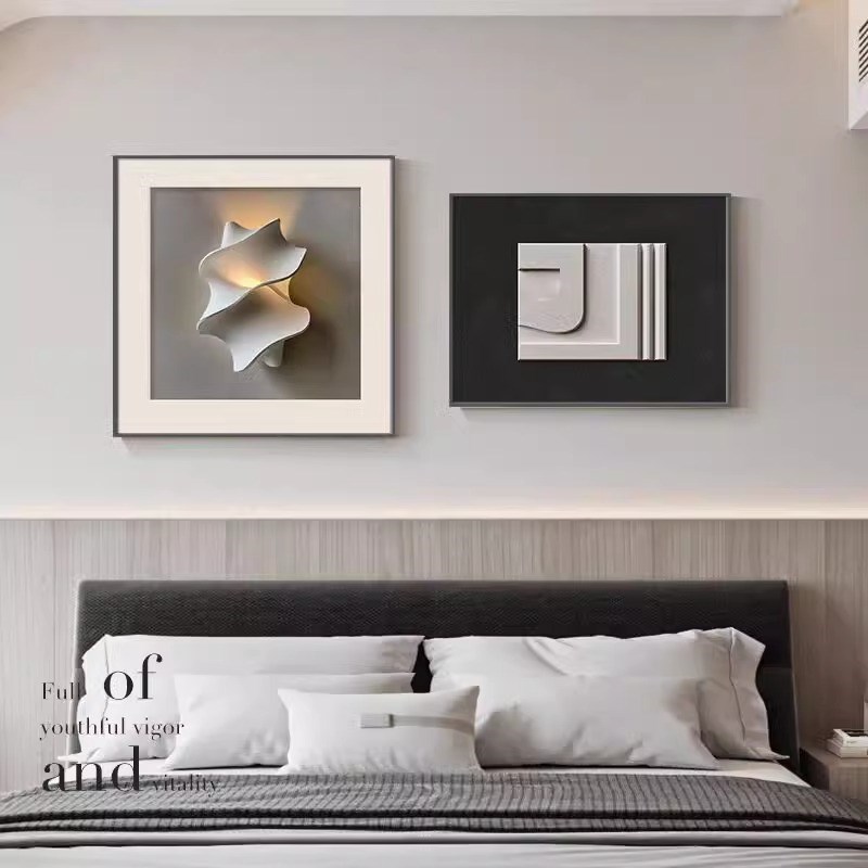 简约现代卧室床头装饰画轻奢艺术主卧房间壁画抽象高级感客厅壁画图片