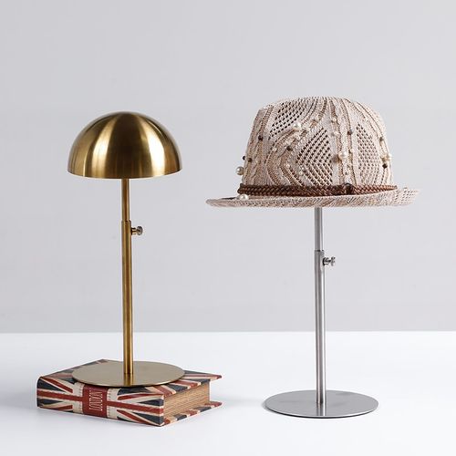 不锈钢帽架帽子展示架桌面帽架可调节高I度帽托陈列道具金属帽撑-