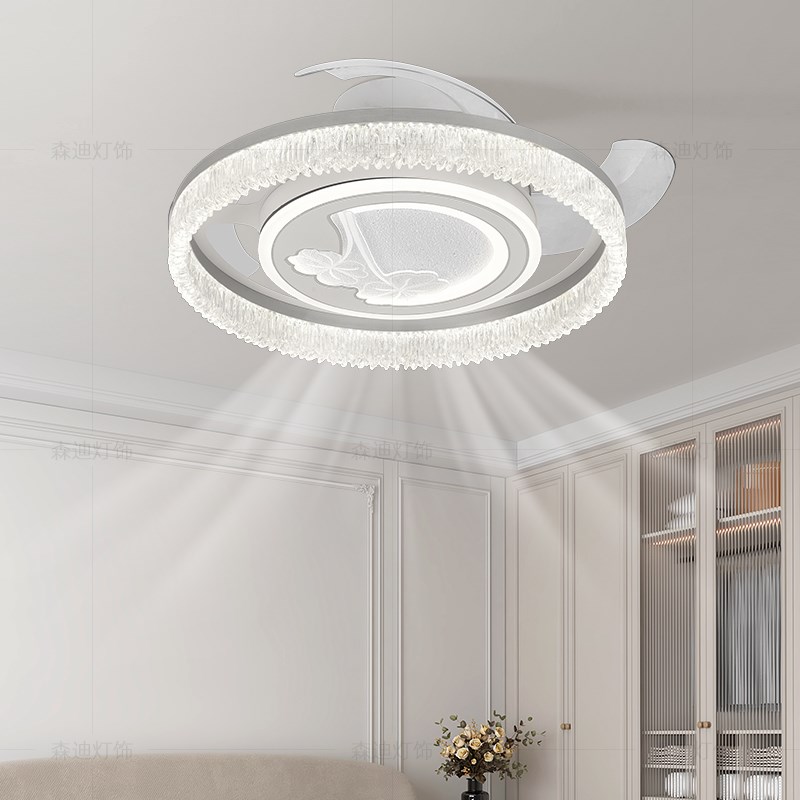 2025新款卧室隐形风扇吸顶灯现代简约大气高级R感静音餐厅吊扇灯