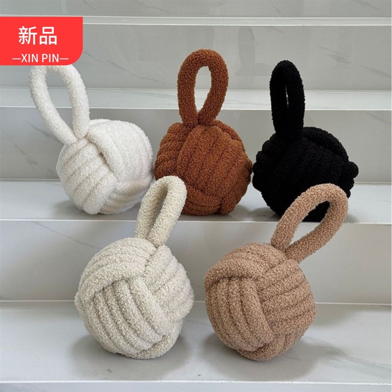 创意球形居c家羊羔绒挂门把手门挡开关门防撞缓冲免打孔静音神器