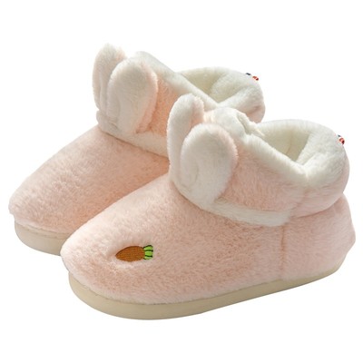 冬季棉拖鞋女冬可爱全包跟居家厚底月子鞋卡通兔S子毛毛绒情侣棉