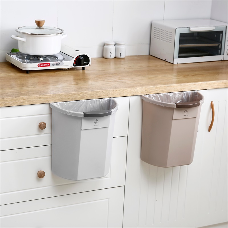 建厦垃圾桶家用便捷悬挂式厨房收纳桶圆形室内塑料大号筒家庭转用