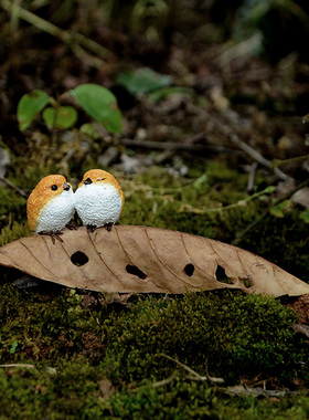 创意小鸟摆件可爱仿真动物树脂树叶花园盆景装饰送男生礼物圣诞节