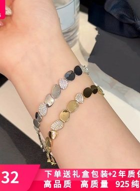 欧美纯银杨紫同款手链轻奢手镯