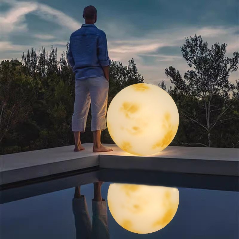 月球落地灯户外美陈灯饰节日装饰星球草坪灯太阳能充电大号月亮灯
