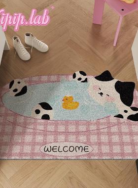 xipiplab多巴胺小猫家用入户地垫可爱卡通丝圈进门蹭脚玄关垫门垫