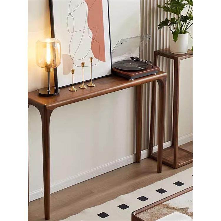 北美黑胡桃木玄关桌现代简约供桌新中式入户玄关桌实木条案