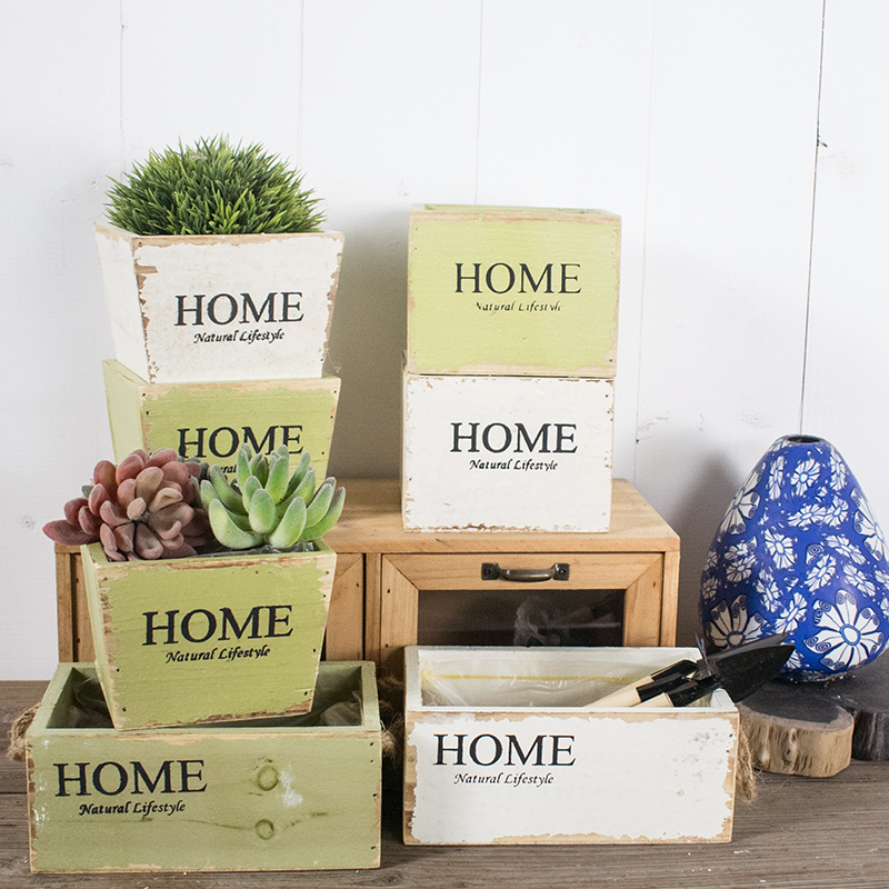 创意木质方形小花盆多肉x植物小木盆肉肉小可爱迷你花器