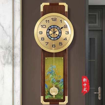 挂钟中国风新中式黄铜钟表客厅艺术高档挂墙时钟新挂钟客厅家用