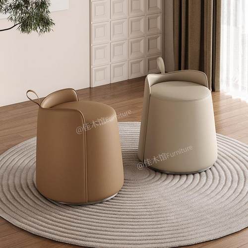 真皮凳子化妆凳轻奢高级感梳妆台椅子梳妆凳茶台凳奶油风化妆椅