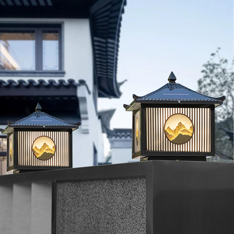 太阳能户外庭院LED柱头灯围墙灯别墅花园农村门口防水景观装饰灯
