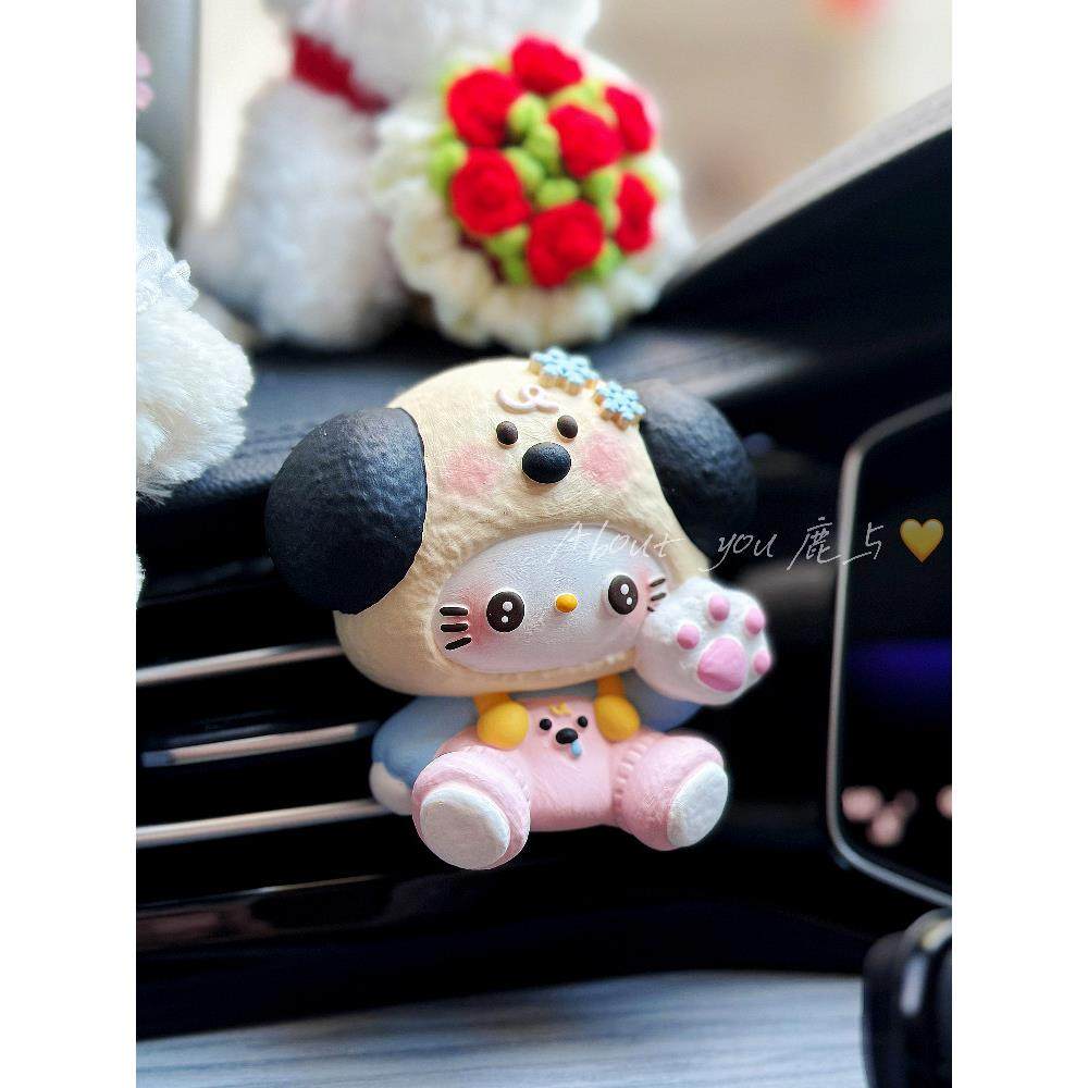 新可爱Hellokitty风格的小狗卡通手绘汽车香薰汽车香氛出风口装饰