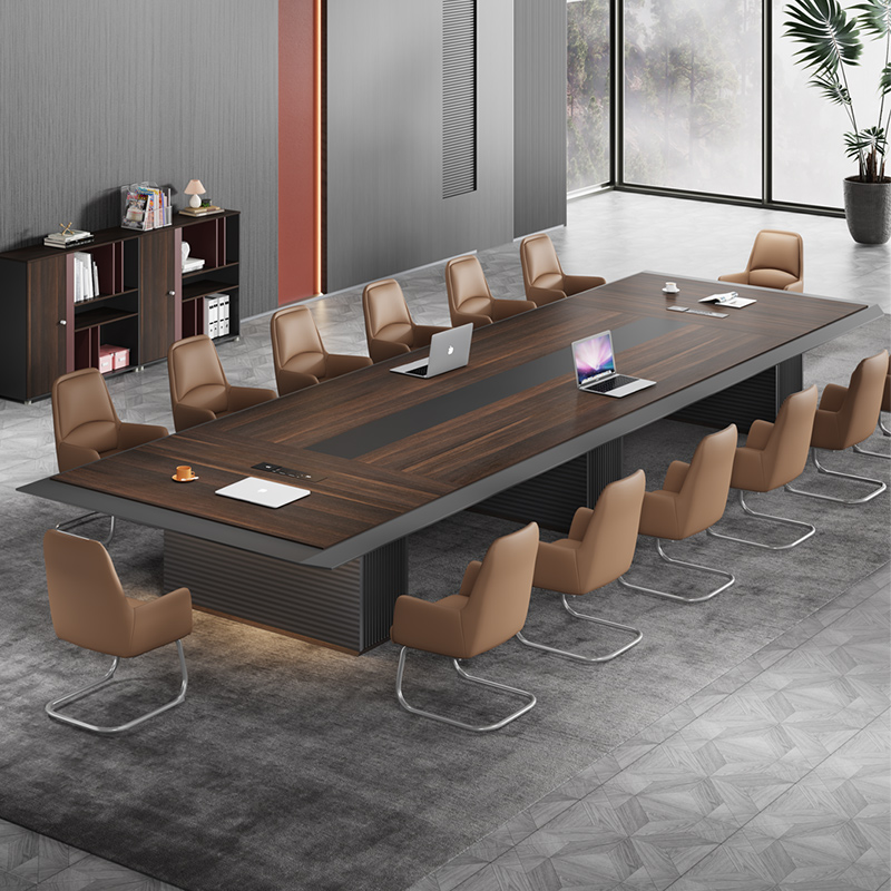 大型会议桌长桌椅组合简约现代长方形办公室家具烤漆长条桌洽谈桌