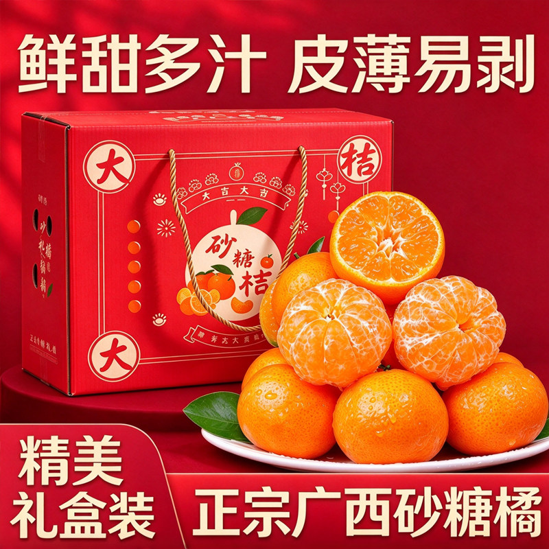 正宗广西砂糖橘金秋沙糖桔小橘子无籽新鲜水果小桔子礼盒整箱包邮