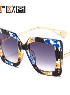 新款时尚太阳镜1916 欧美女式大方框太阳眼镜 跨境潮流平光镜