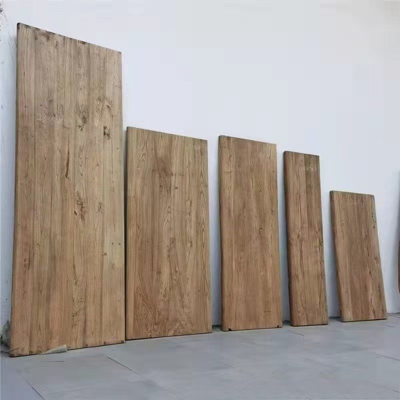 老榆木大板桌原木做旧老门板实木桌面板民宿装饰木板中式木地板