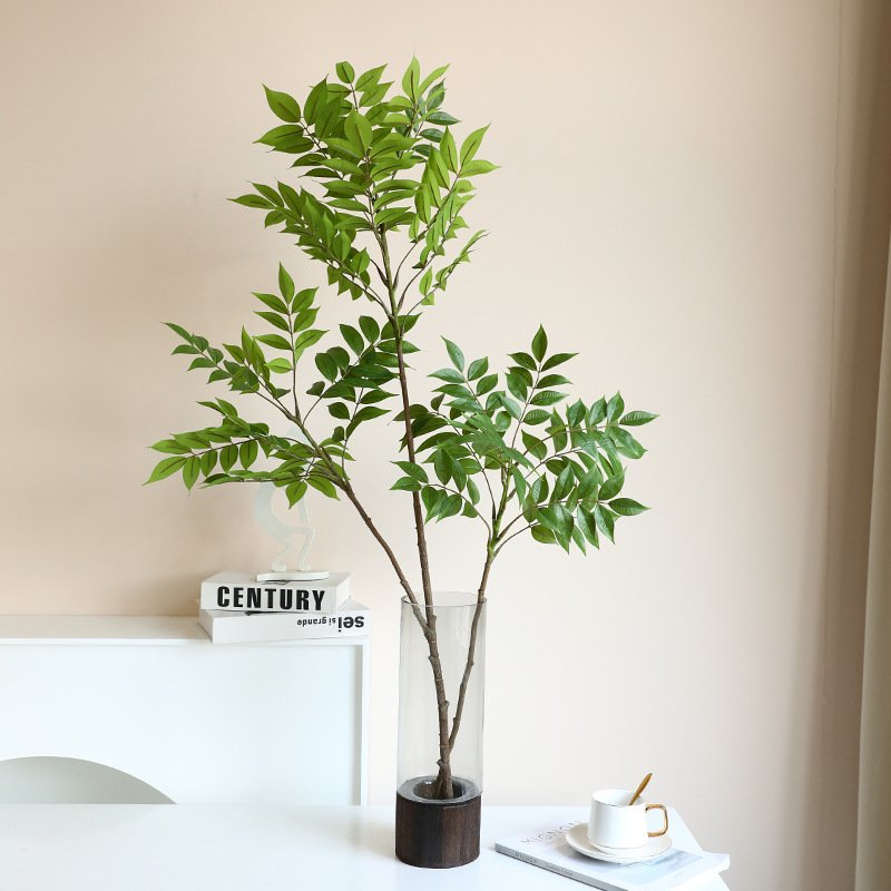 仿真单枝多叉南天竹 禅意家居茶室装饰绿植摆件摄影道具仿真绿植