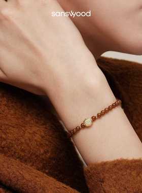 sanswood《南风》精选4mm且末糖和田玉手串 天然糖玉串珠欧泊手錬