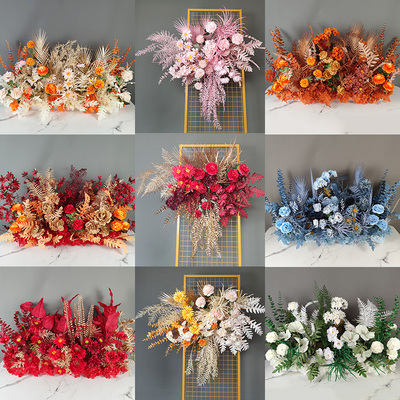 婚庆大款仿真绢花地排路引花婚礼酒店舞台T台装饰背景花成品花排