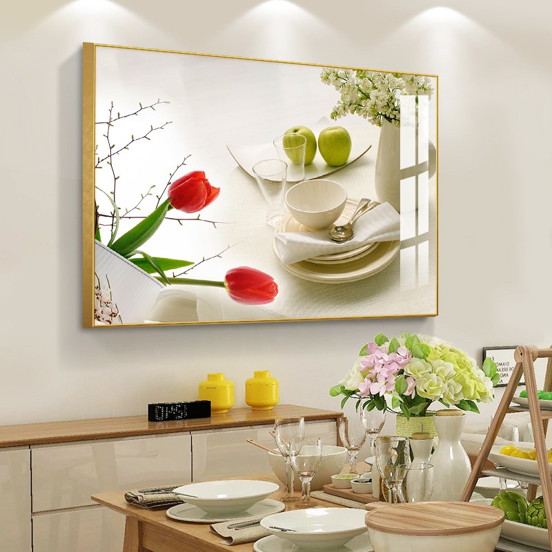 现代简约餐厅装饰画歺厅餐桌饭桌挂画水果酒杯单幅饭厅餐边墙壁画图片