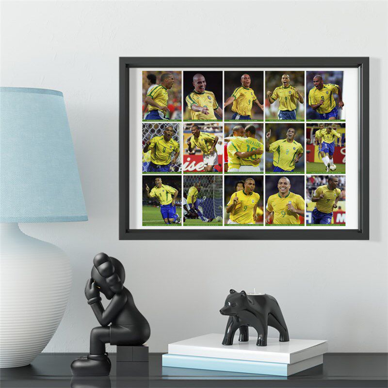 罗纳尔多世界杯进球全纪录实木装饰相框照片墙桌摆挂框摆件酒吧画
