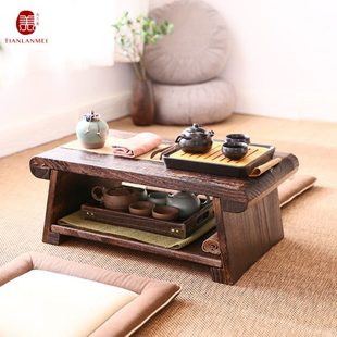 阳台矮桌小茶几 折叠炕桌家用榻榻米小桌子实木飘窗小茶台坐地日式