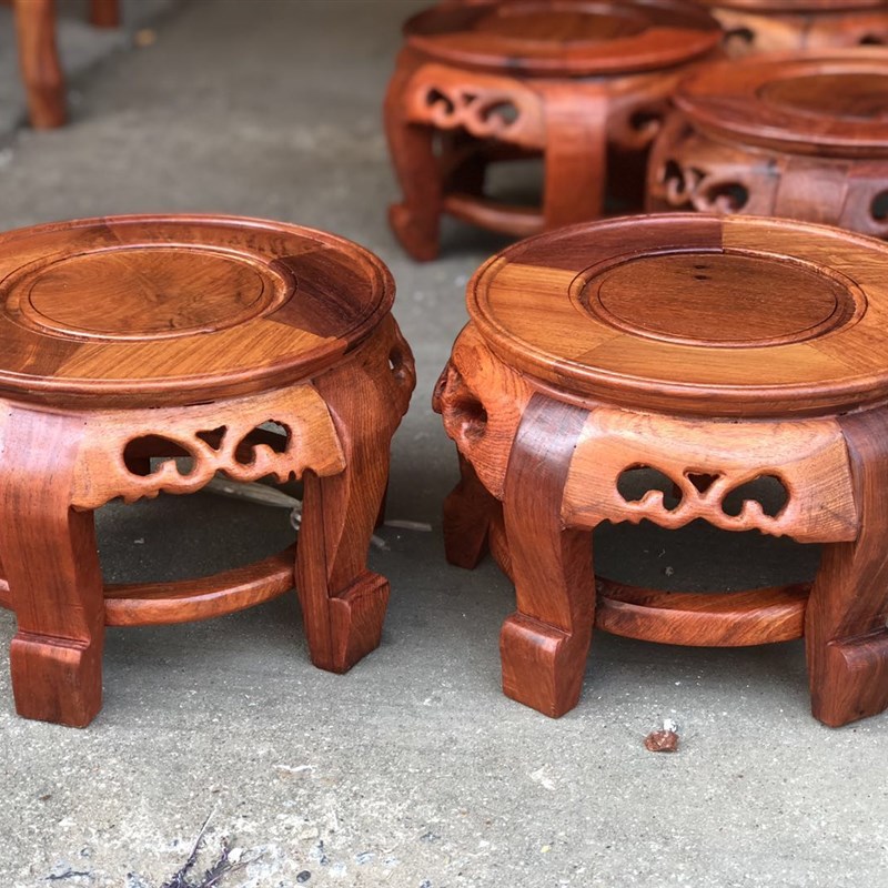 缅甸花梨木红木小凳子 大果紫檀圆凳子 矮凳小凳子鼓凳花架