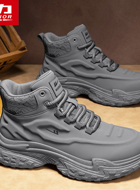 回力马丁靴男鞋春季2026新款厚底增高爆款户外防滑大码灰色登山鞋
