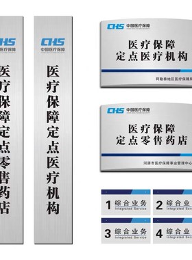 医疗保障定点医疗机构零售药店铜牌标志牌定制定做不锈钢标识牌腐