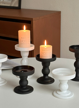 玻璃罗马柱烛台客厅餐桌桌面摆件香薰蜡烛台座家用拍照道具装饰品