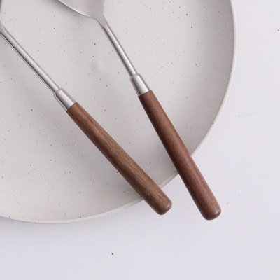 家用304不锈钢汤勺大号盛汤长柄防烫木柄勺子粥勺火锅勺