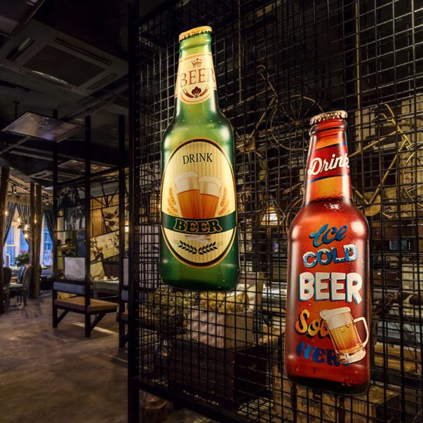 啤酒瓶餐厅美式工业风壁挂装饰立体挂件饭店铁皮画烧烤创意店复古图片