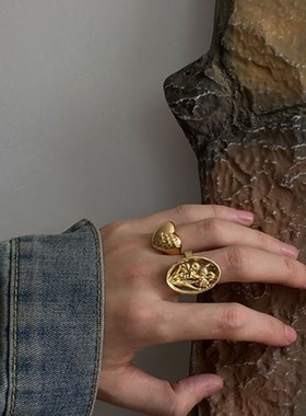 柴富工作室/J236欧美夸张浮D雕心十字戒指重工业宫开指戒指