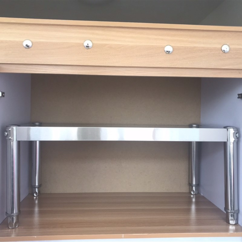 不锈钢架厨房置物架一层微波炉分层橱柜J隔层烤箱架收纳隔断定制