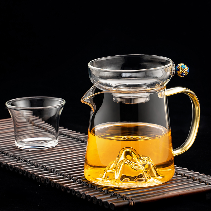 观山玻璃公道杯带茶漏一体加厚A高端雪山公杯透明大号茶海分茶公